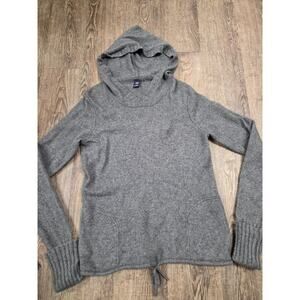 GAP Women's Gray Thin Hooded Angora Cashmere Blend Sweater Stretch Large